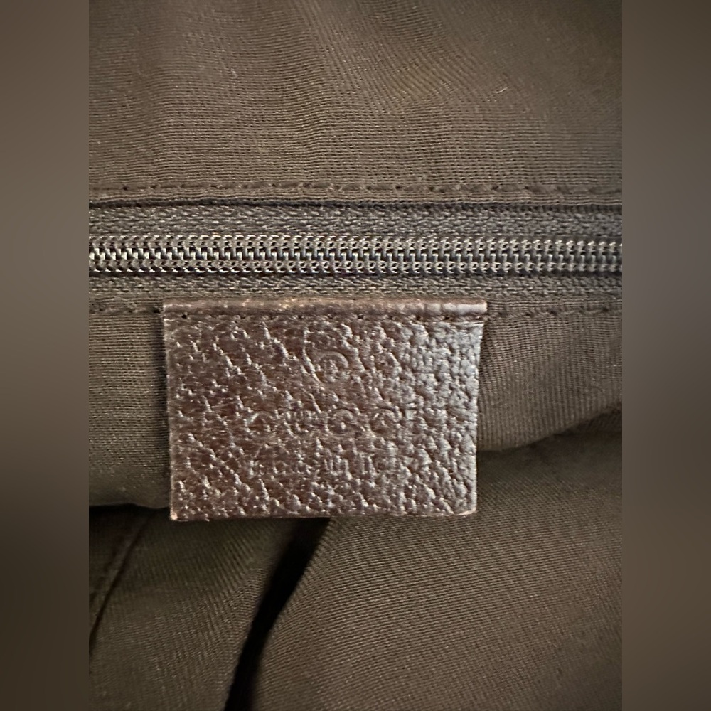 Gucci Beige GG Canvas Tote with Green and Red Striped Handles - Picture 9 of 12